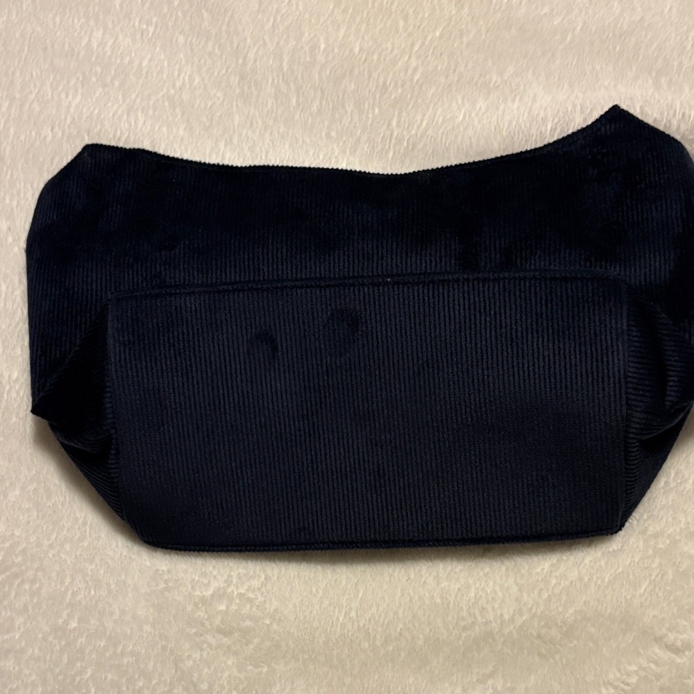 Elegant Navy Corduroy Pouch with Bow - Picture 4 of 4